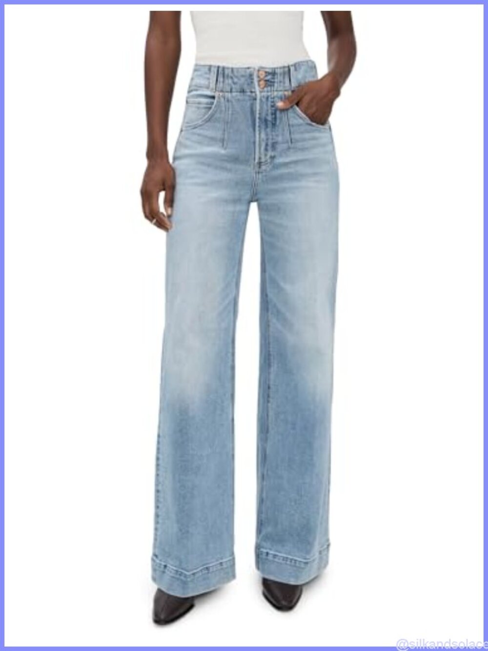 High Rise Cropped Wide Leg Jeans Raw Hem 5-Pocket